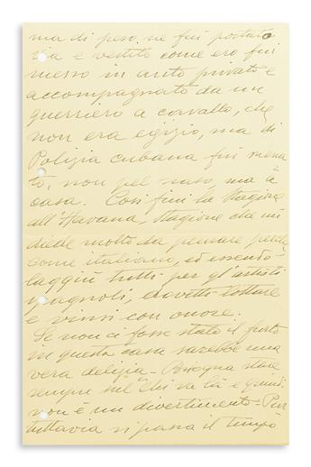 CARUSO, ENRICO. Two Autograph Letters Signed, to James OConnell (My dearest Don Giacomino or Dear Don Giacomino), in Italian.